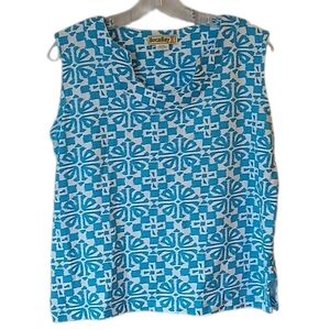 BocaBay Sleeveless Blue And White Top Size Medium